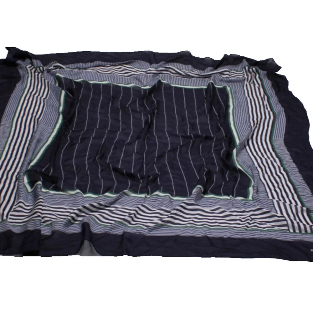 Rag & Bone NWT Large Square Scarf in Navy / Green / White Modal / Silk Blend
